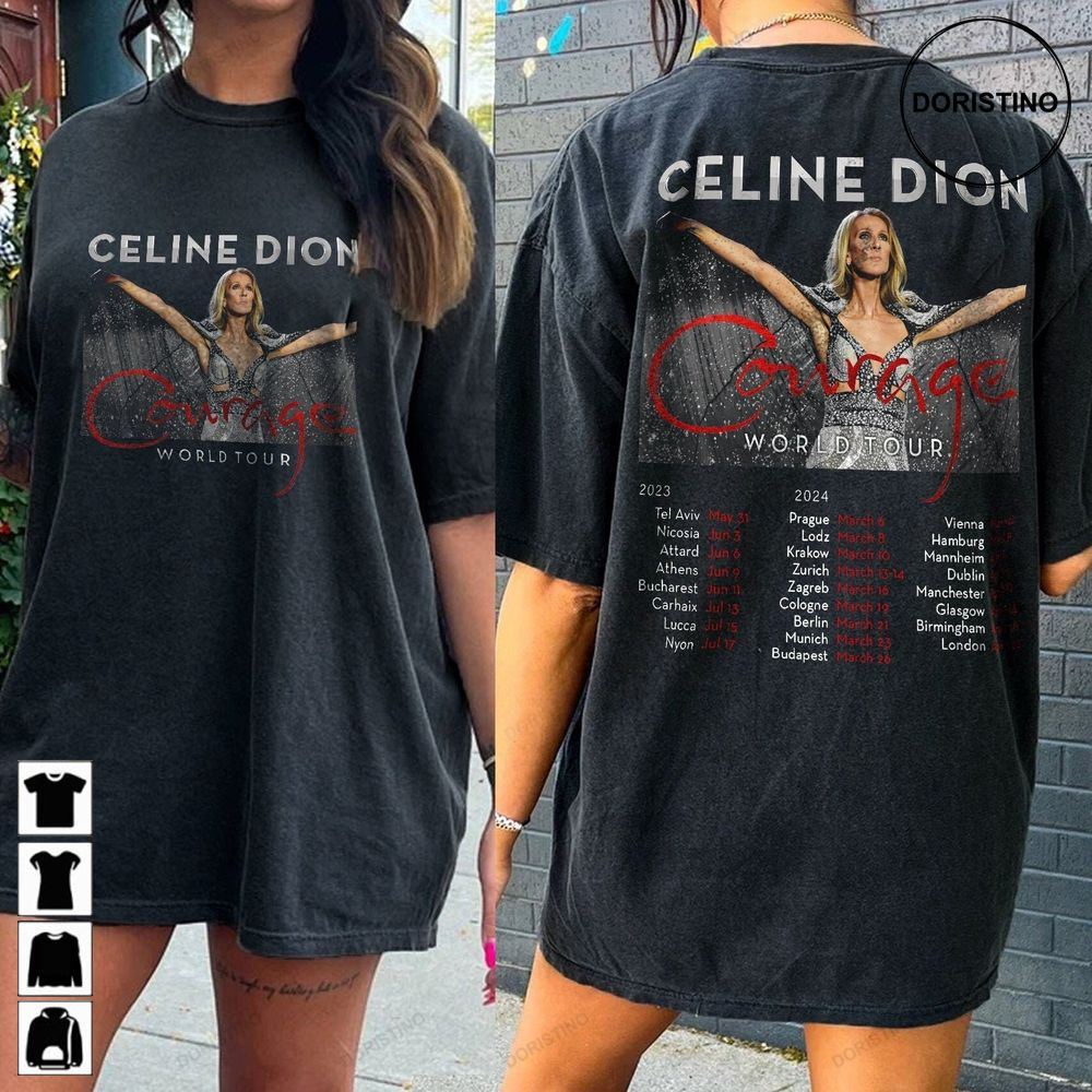 Celine Dion Courage World Tour 2023 Celine Dion Concert Celine Dion Celine Dion Gifts For Fan Limited Edition T-shirts