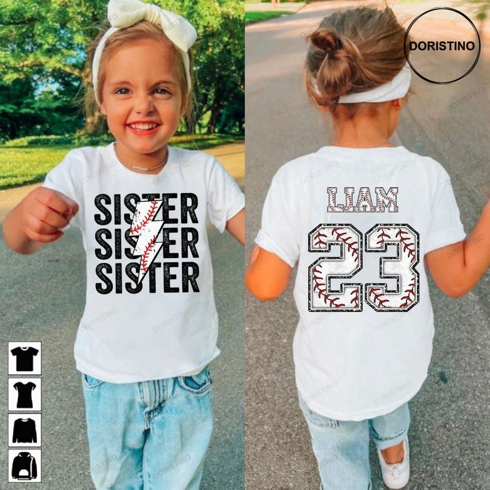 Custom Baseball Sister Little Sister Baseball Big Brother Baseball Girl Baseball Sibling Tee Baseball Sis Trending Style