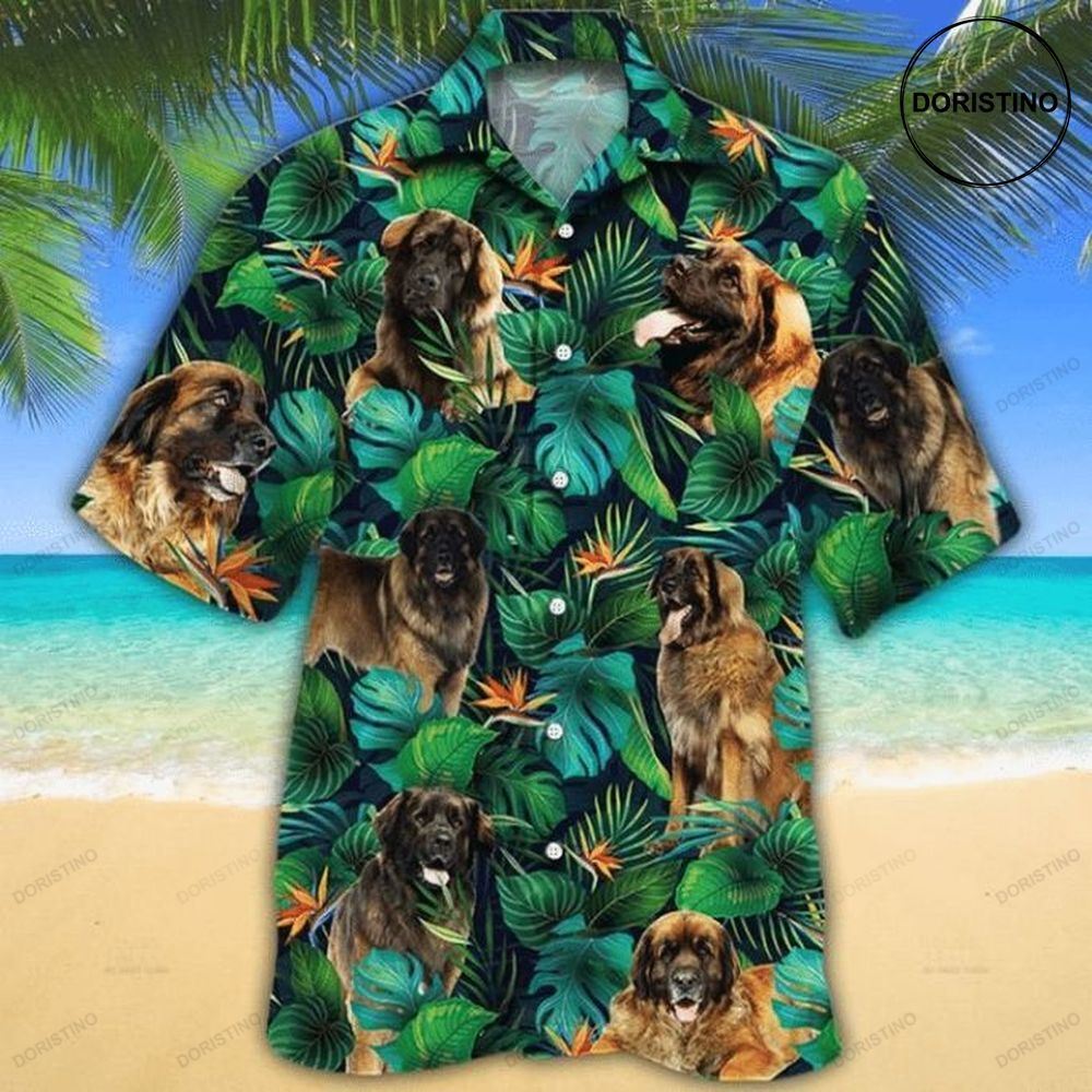 Leonberger Dog Lovers Tropical Leaves Awesome Hawaiian Shirt