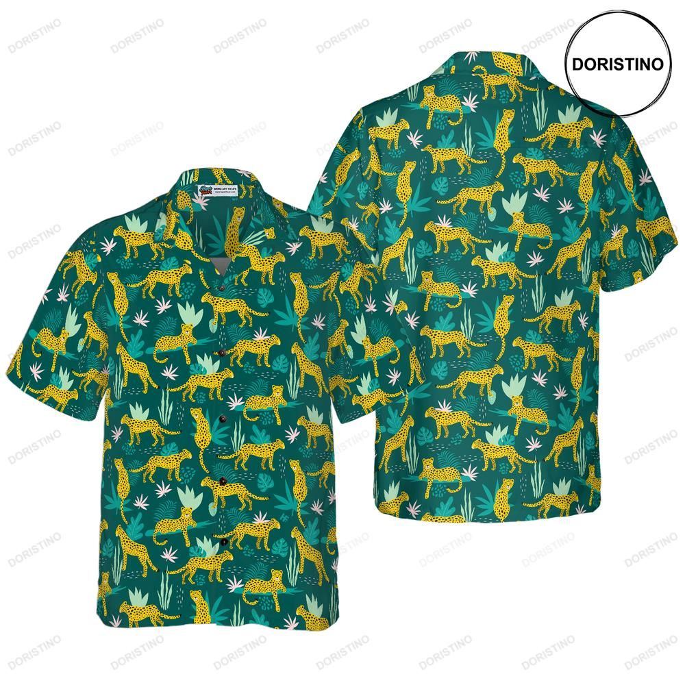 Leopards And Tropical Leaves Awesome Hawaiian Shirt