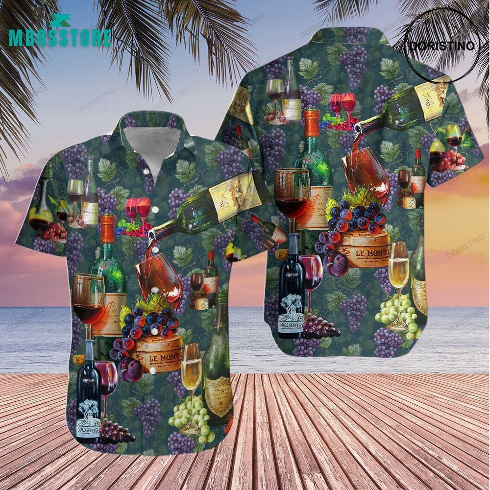 Life Is Better With A Glass Of Wine Cool Wine Lovers Connoisseu Red Wine Vineyard Country Hawaiian Shirt