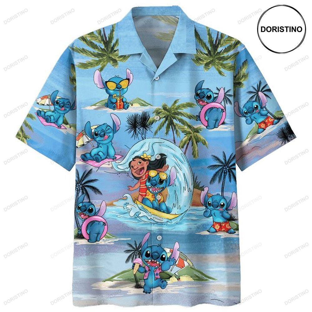 Lilo And Stitch Print Hawaiian Shirt