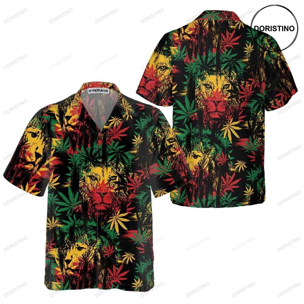 Lion Head With Cannabis Marijuana Leaves Lion Button Up Lion For Men Women Cool Limited Edition Hawaiian Shirt