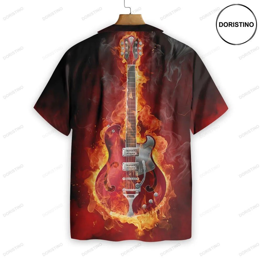 Live Hard Die Strong Burning Guitar Hawaiian Shirt