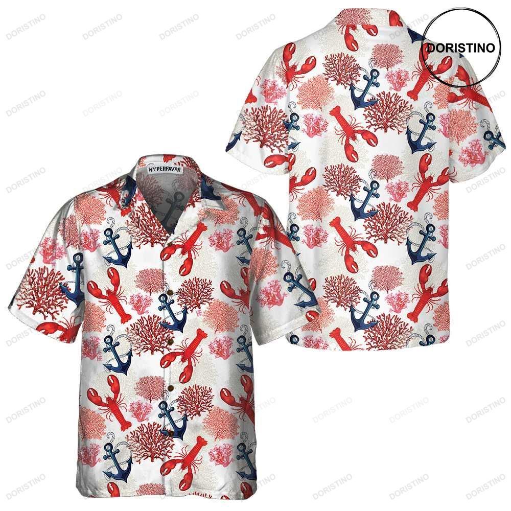 Lobster And Marine Pattern Unique Lobster Lobster Prin For Adults Awesome Hawaiian Shirt