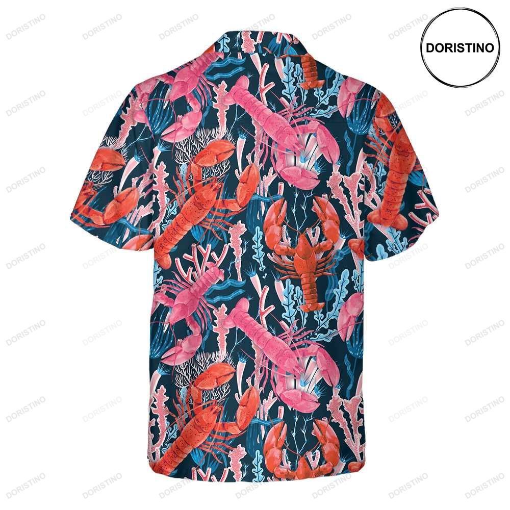 Lobster With Seaweed Pattern Funny Lobster For Adults Lobster Prin Hawaiian Shirt