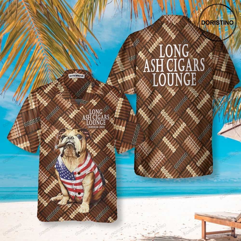 Long Ash Cigars Lounge Cigar And American Bulldog Limited Edition Hawaiian Shirt