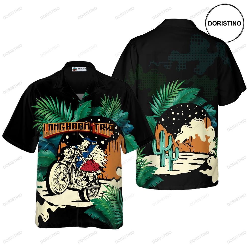 Longhorn Trip Texas For Men Skull Motocycle Vintage Proud Texas For Texan Limited Edition Hawaiian Shirt