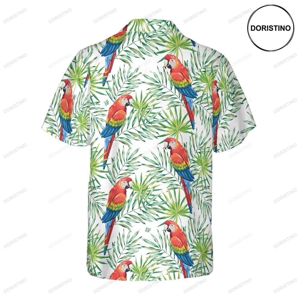 Macaw Parrots Green Palm Leaves Awesome Hawaiian Shirt