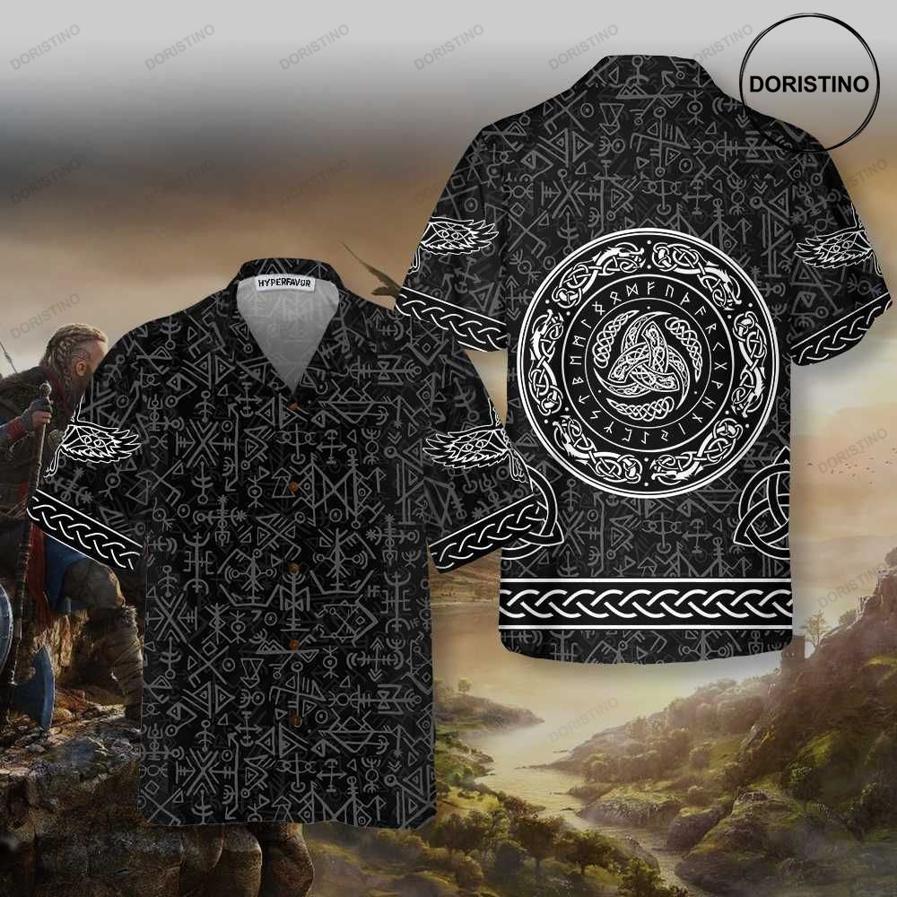 Magic Viking Symbol Ethnic Norse Seamless Pattern Viking Awesome Hawaiian Shirt