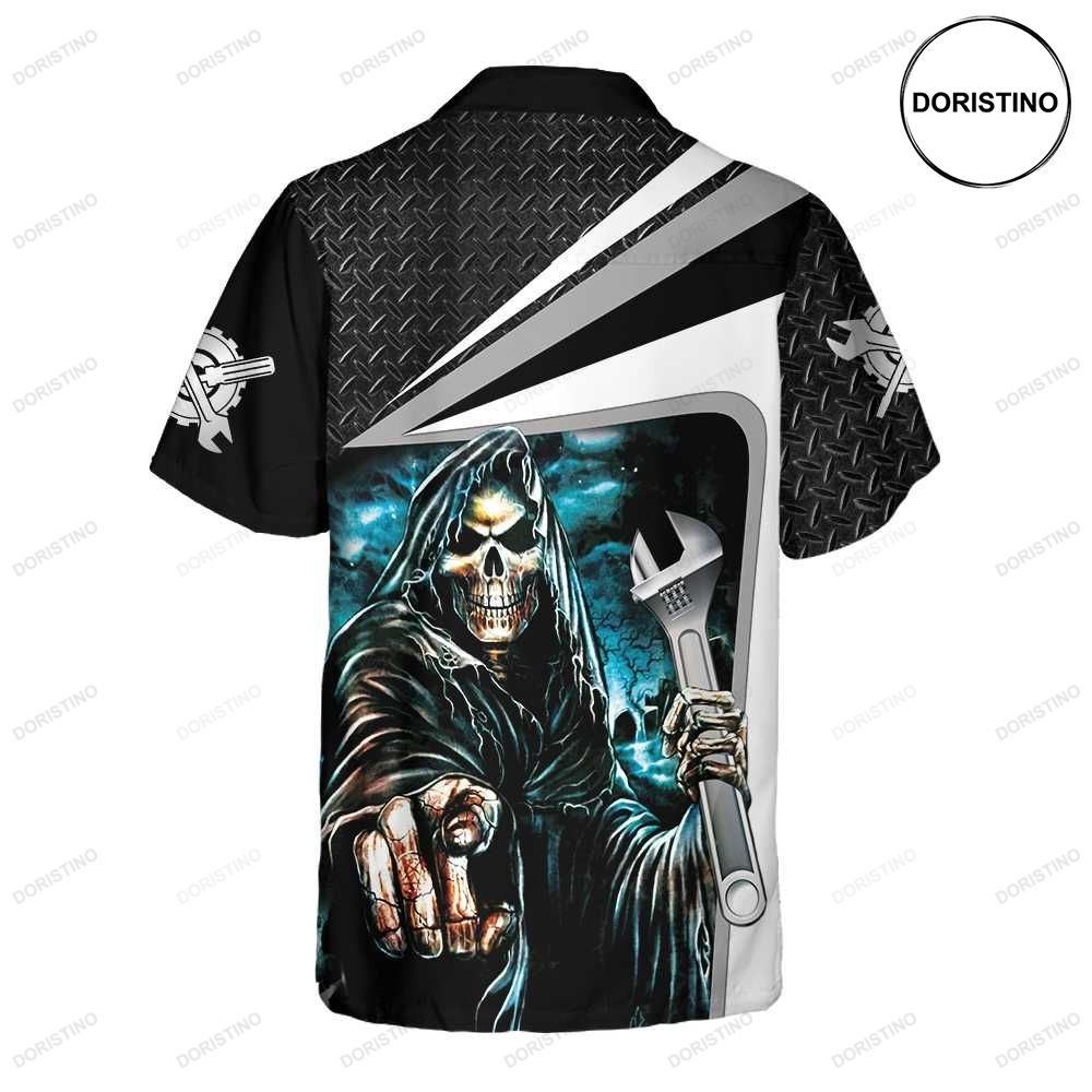 Mechanic Grim Reaper Mechanic Cool Skull Mechanic For Men Best Mechanic Gift Hawaiian Shirt