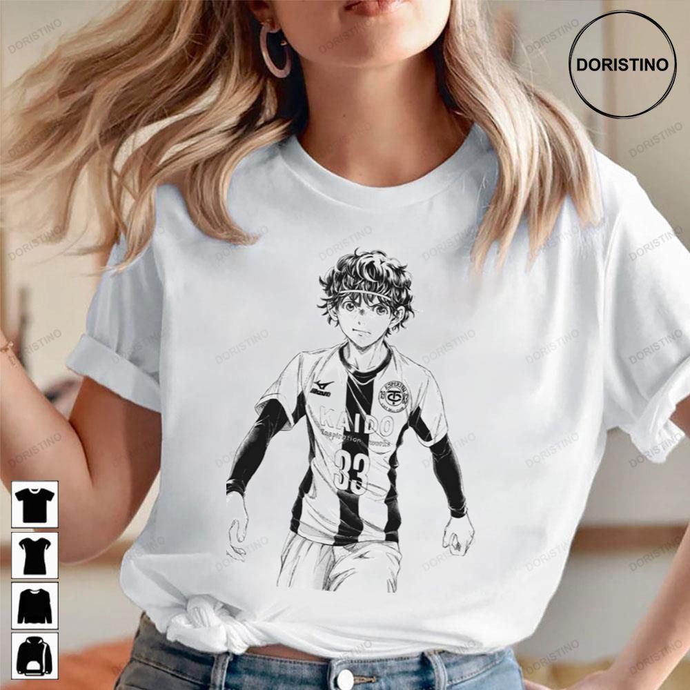 Aoashi Grayscale Manga Ashito Drawing In Football Jeresy Limited Edition T-shirts