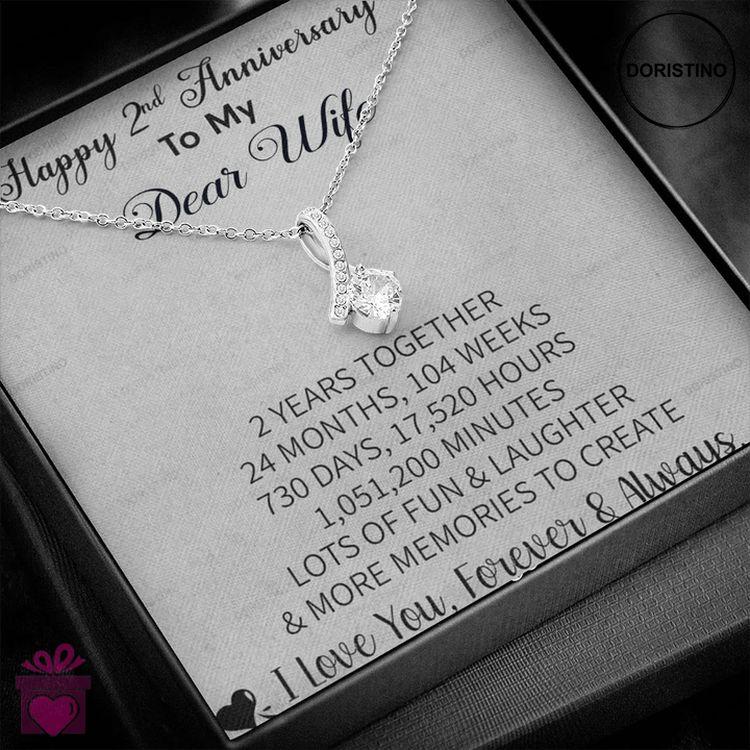 2nd Anniversary Gift For Wife - Pure Silver Pendant With Message Card Doristino Trending Necklace