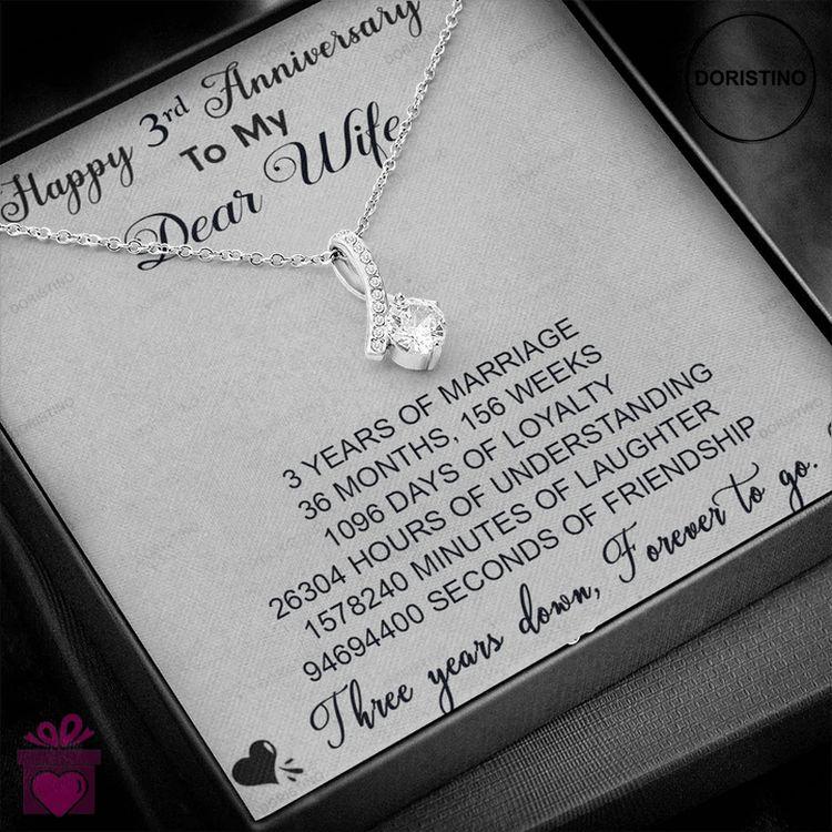 3rd Anniversary Gift For Wife - Pure Silver Pendant With Message Card Doristino Awesome Necklace