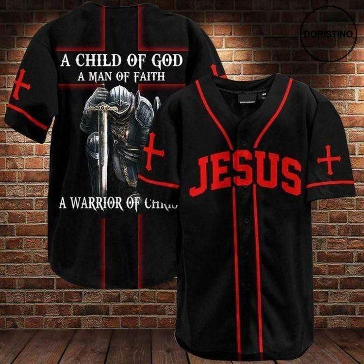A Child Of God A Man Of Faith Jesus Personalized Doristino All Over Print Baseball Jersey