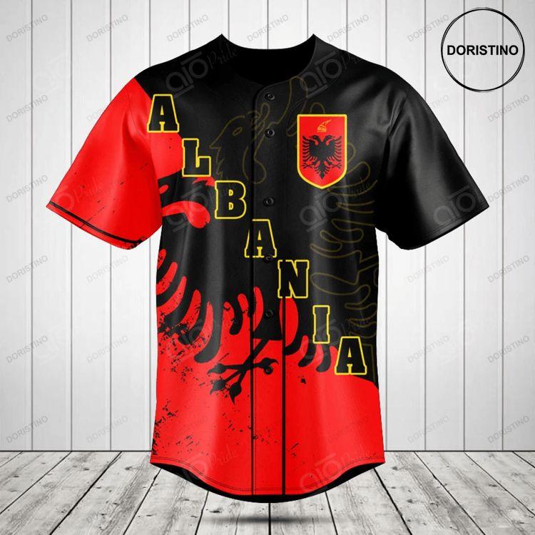 Albania Eagle Flag Brush Stroke Doristino All Over Print Baseball Jersey