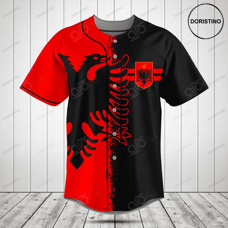 Albania Eagle Red And Black Brush Stroke Doristino Limited Edition Baseball Jersey