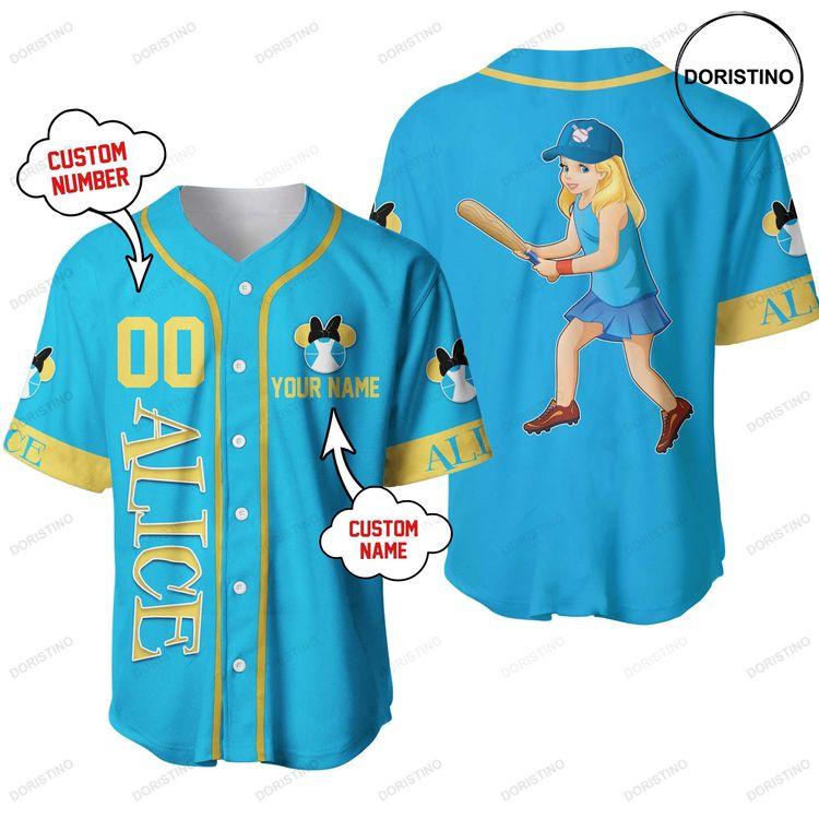 Alice In Wonderland Disney Personalized Unisex Cartoon Custom Doristino Limited Edition Baseball Jersey