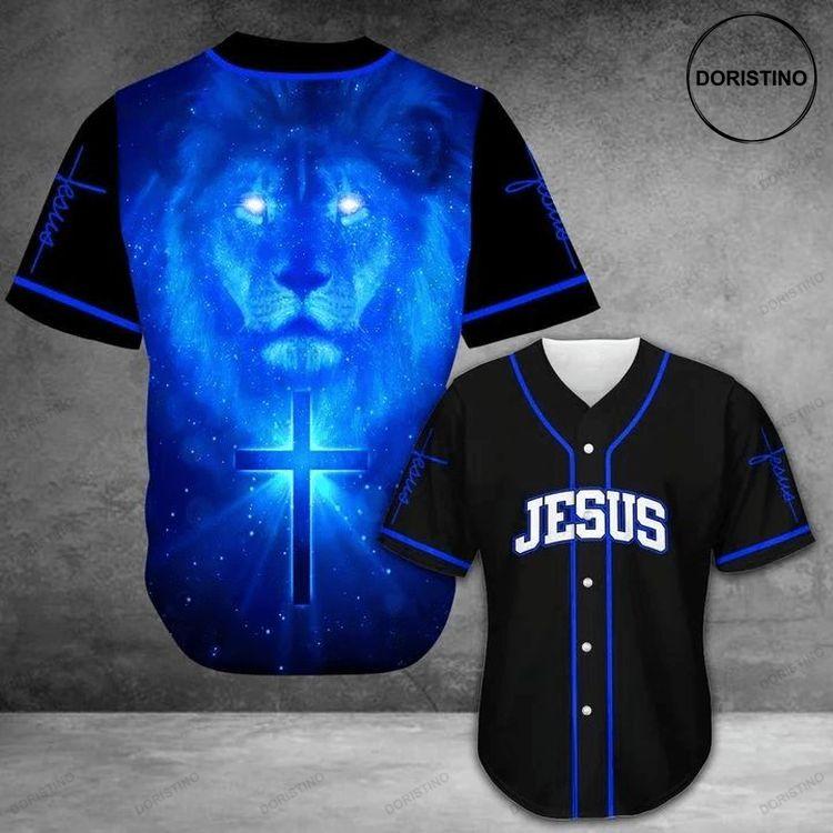 Amazing Jesus Lion Ling Blue Black Personalized Doristino All Over Print Baseball Jersey