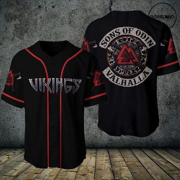 Amazing Viking Sons Of Odin Valhalla Black Personalized Doristino Limited Edition Baseball Jersey