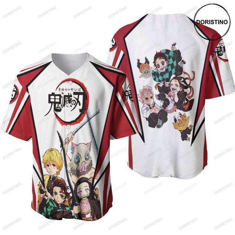 Anime Kimetsu No Yaiba Tanjiro And Friends Gift For Lover Doristino Limited Edition Baseball Jersey