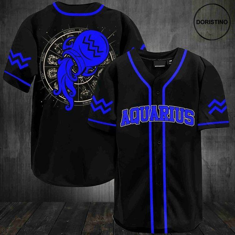 Aquarius Zodiac Blue Black Personalized Doristino All Over Print Baseball Jersey
