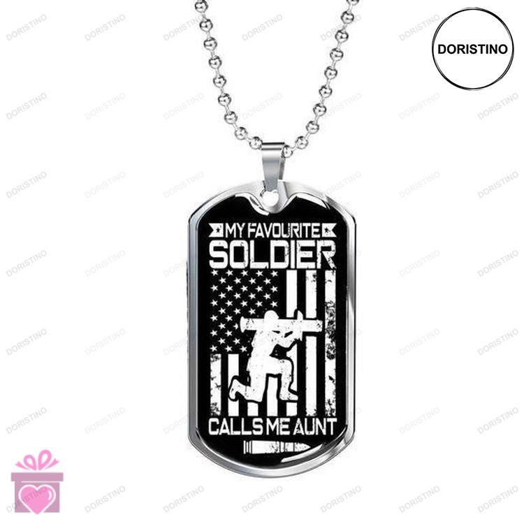 Aunt Dog Tag Us Army Flag My Favorite Soldier Dog Tag Necklace For Auntie Doristino Awesome Necklace