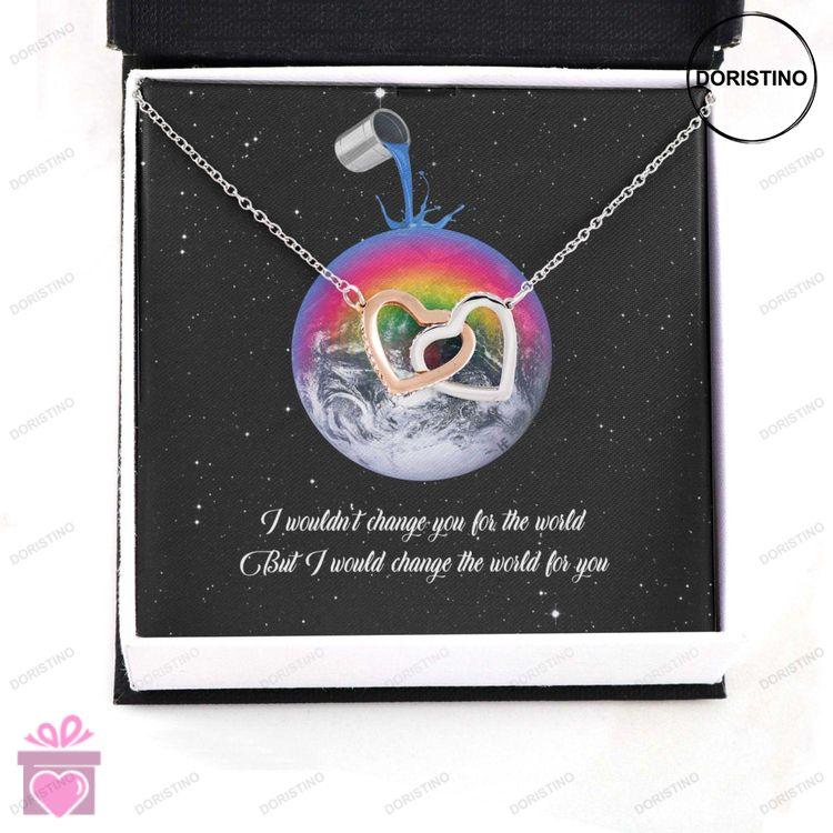Awareness Necklace I Would Change The World For You V1 Meaningful Autism Message Card Hearts Necklac Doristino Trending Necklace