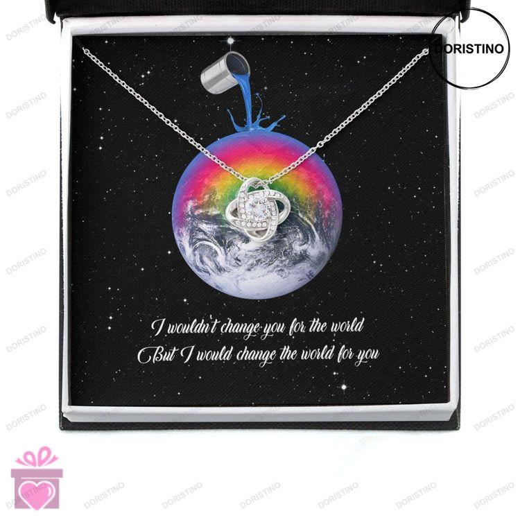 Awareness Necklace I Would Change The World For You V1 Meaningful Autism Message Card Love Knot Neck Doristino Trending Necklace