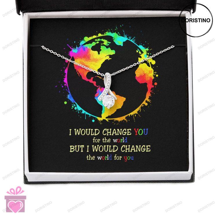 Awareness Necklace I Would Change The World For You V2 Meaningful Autism Message Card Beauty Necklac Doristino Trending Necklace