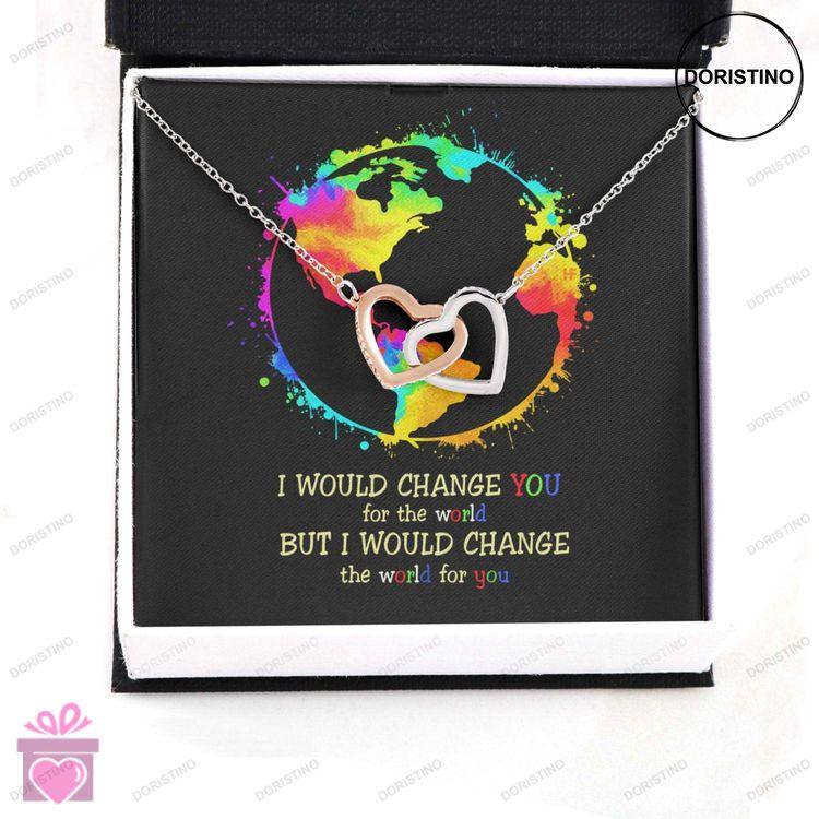 Awareness Necklace I Would Change The World For You V2 Meaningful Autism Message Card Hearts Necklac Doristino Awesome Necklace