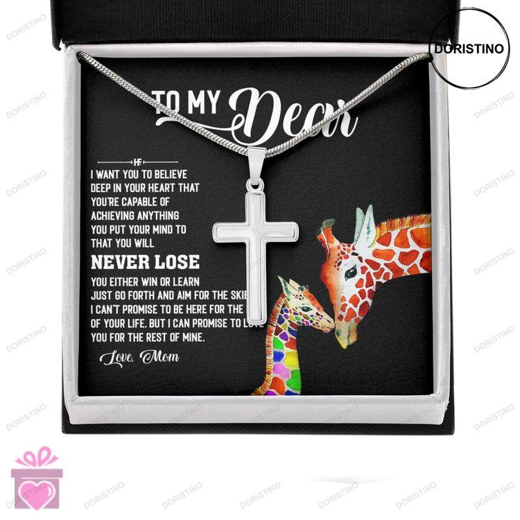 Awareness Necklace Promise To Love You Giraffe Meaningful Autism Message Card Cross Necklace Doristino Trending Necklace