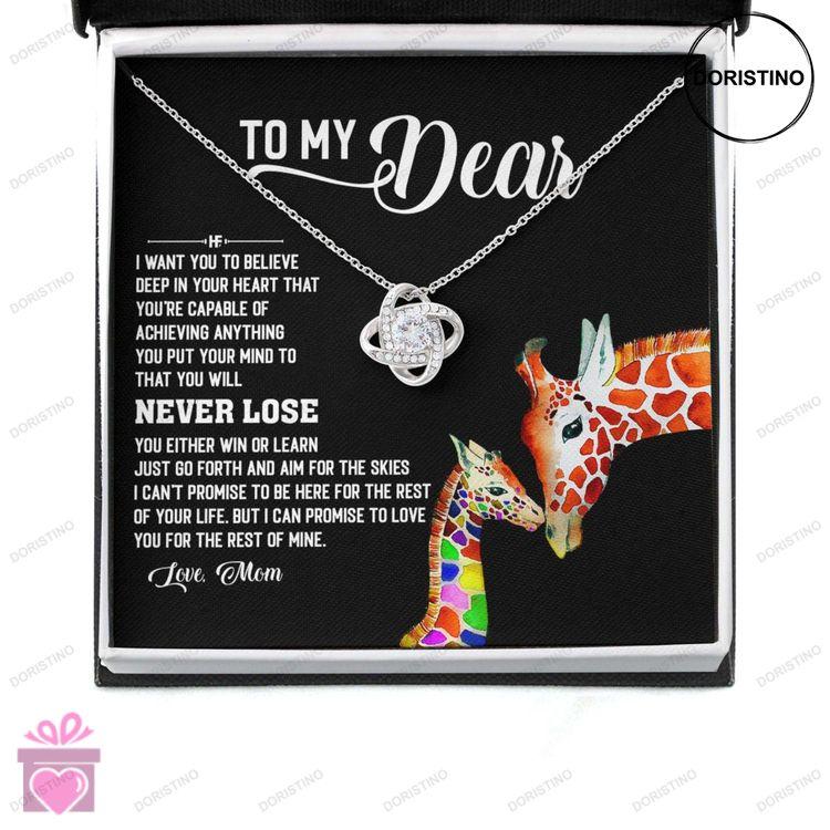 Awareness Necklace Promise To Love You Giraffe Meaningful Autism Message Card Love Knot Necklace Doristino Trending Necklace