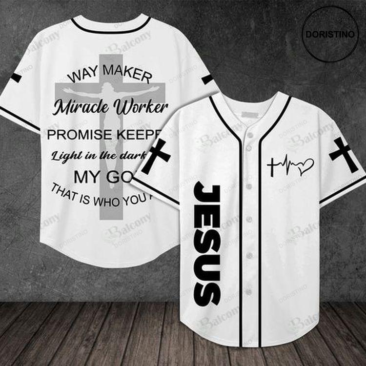B Ampampw Jesus Way Maker Promise Keeper Light In The Darkness Personalized Kv Doristino All Over Print Baseball Jersey