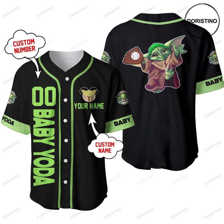Baby Yoda Black Green Disney Personalized Unisex Cartoon Custom Doristino Awesome Baseball Jersey