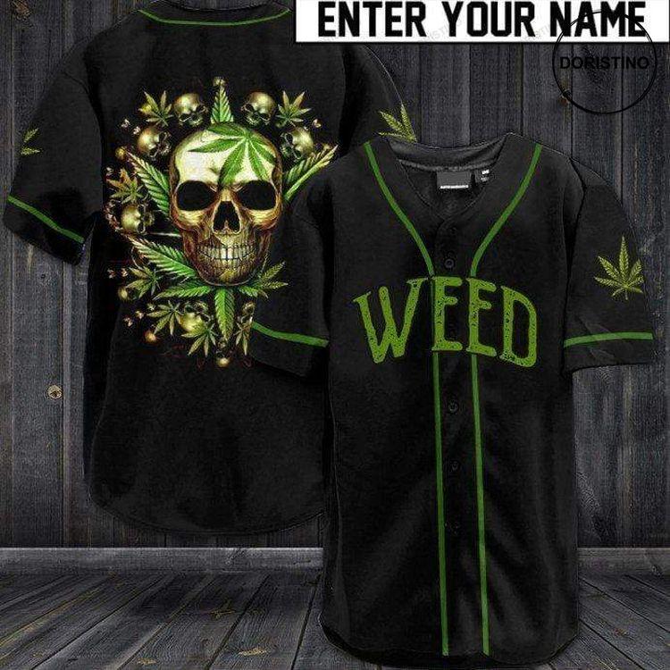 Badass Skull Stoner Weed Personalized Vi Doristino Awesome Baseball Jersey