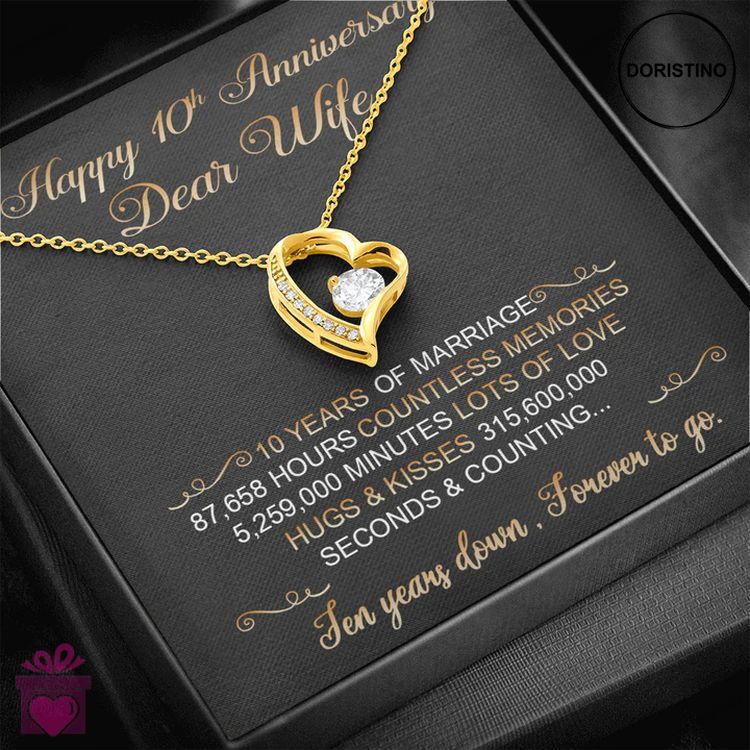 Best 10th Anniversary Gift For Wife - Pure Silver Pendant With Message Card Doristino Trending Necklace