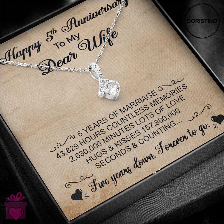 Best 5th Anniversary Gift For Wife - Pure Silver Pendant With Message Card Doristino Trending Necklace