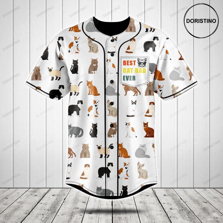 Best Cat Dad Ever Cats Pattern Doristino Awesome Baseball Jersey