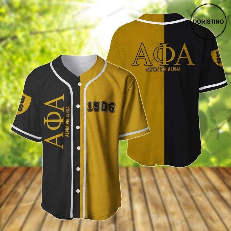 Black Yellow Alpha Phi Alpha Personalized Doristino All Over Print Baseball Jersey