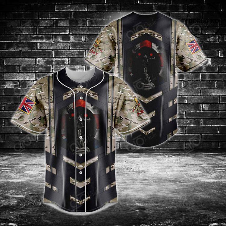 British Army Camo Skull Flag Doristino Limited Edition Baseball Jersey