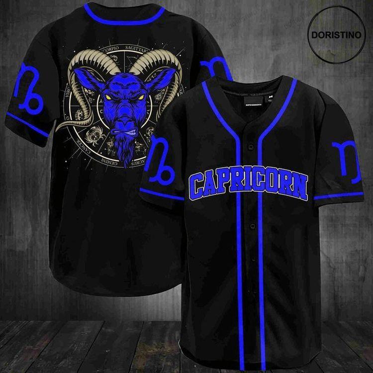 Capricorn Zodiac Blue Black Personalized Doristino Limited Edition Baseball Jersey