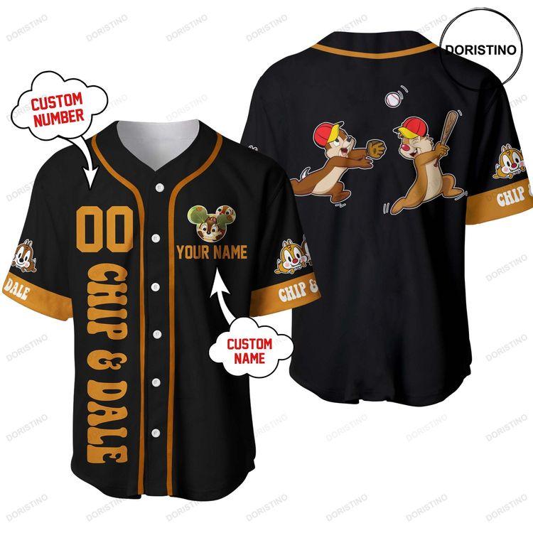 Chip Dale Chipmunk Black Disney Personalized Unisex Cartoon Custom Doristino All Over Print Baseball Jersey