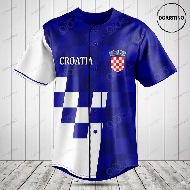 Croatia Pattern Blue And White Doristino All Over Print Baseball Jersey