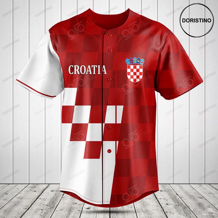 Croatia Pattern Red And White Doristino All Over Print Baseball Jersey