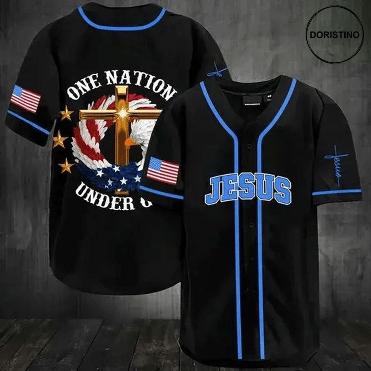 Cross Eagle One Nation Under God Personalized Kv Doristino Awesome Baseball Jersey