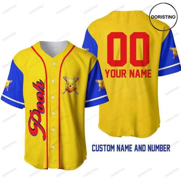 Custom Name And Number Winnie The Pooh Disney 555 Gift For Lover Doristino Awesome Baseball Jersey