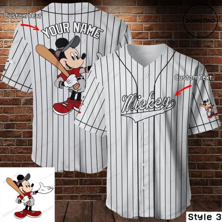 Custom Name Mickey Mouse Disney White 456 Gift For Lover Doristino All Over Print Baseball Jersey