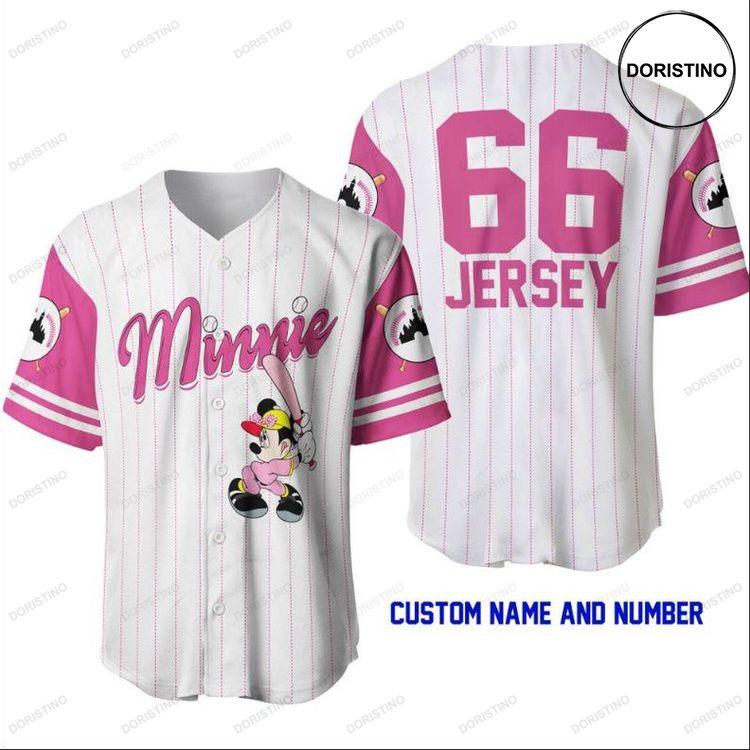 Custom Name Minnie Mice Disney 333 Gift For Lover Doristino All Over Print Baseball Jersey
