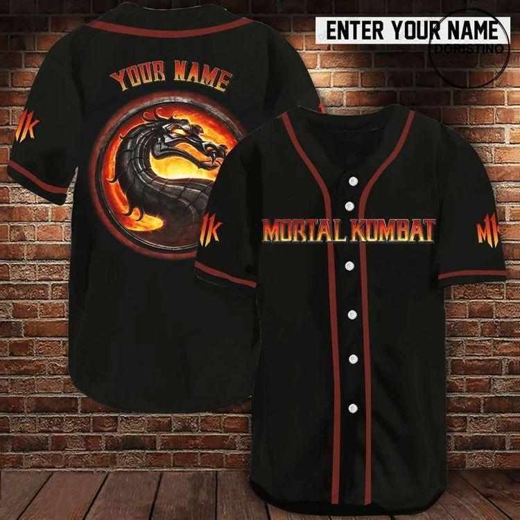 Custom Name Mortal Kombat Dragon Fire Gift For Lover Doristino All Over Print Baseball Jersey